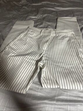 H&M White Pants with Black Pinstripes